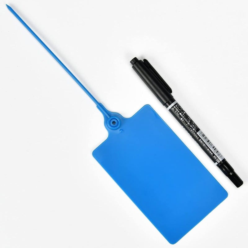 LeadSeals 100 Plastic Shipping Tags - Waterproof, Writable, Hanging Tags with One Marker Pen (Navy Blue) - Image 1